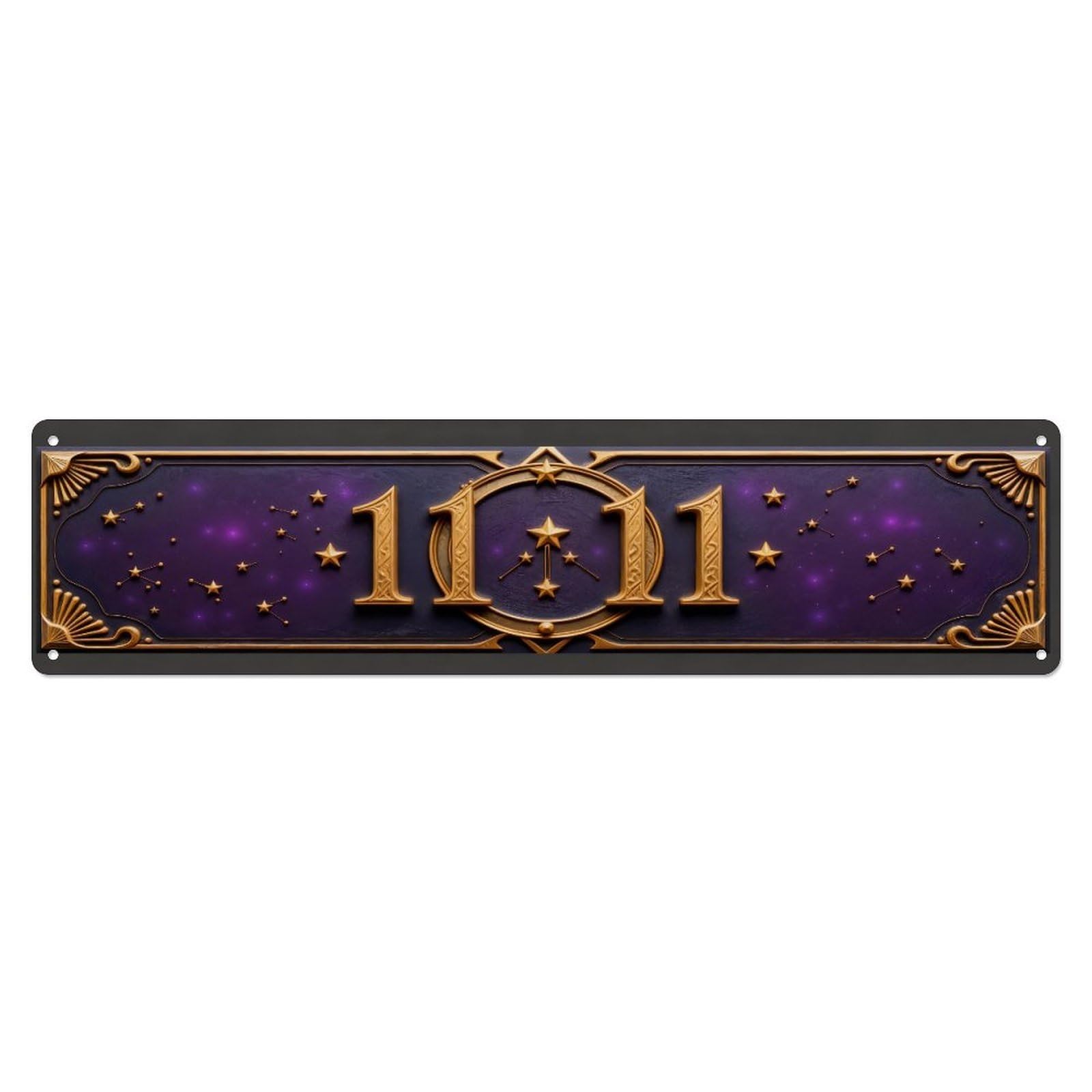 Golden Stars Purple Background Number Metal Tin Sign Plaque