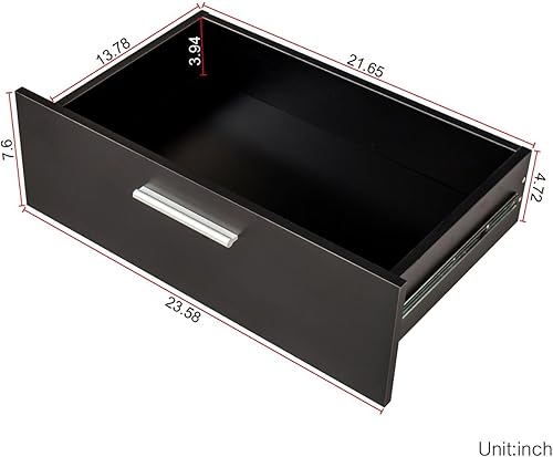 Miniatura 7 de Karl home Cómoda negra para dormitorio con 8 cajones, cómoda larga con almacenamiento, cómoda de madera de 47 pulgadas para dormitorio con cajones