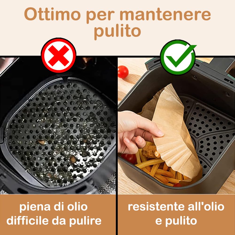 100pcs Fogli Per Friggitrice Ad Aria Fogli Per Friggitrice Ad Aria Quadrate Fogli Da Forno Usa E Getta Carta Pergamena Perforata Tappetino Per Cottura A Vapore 56585085