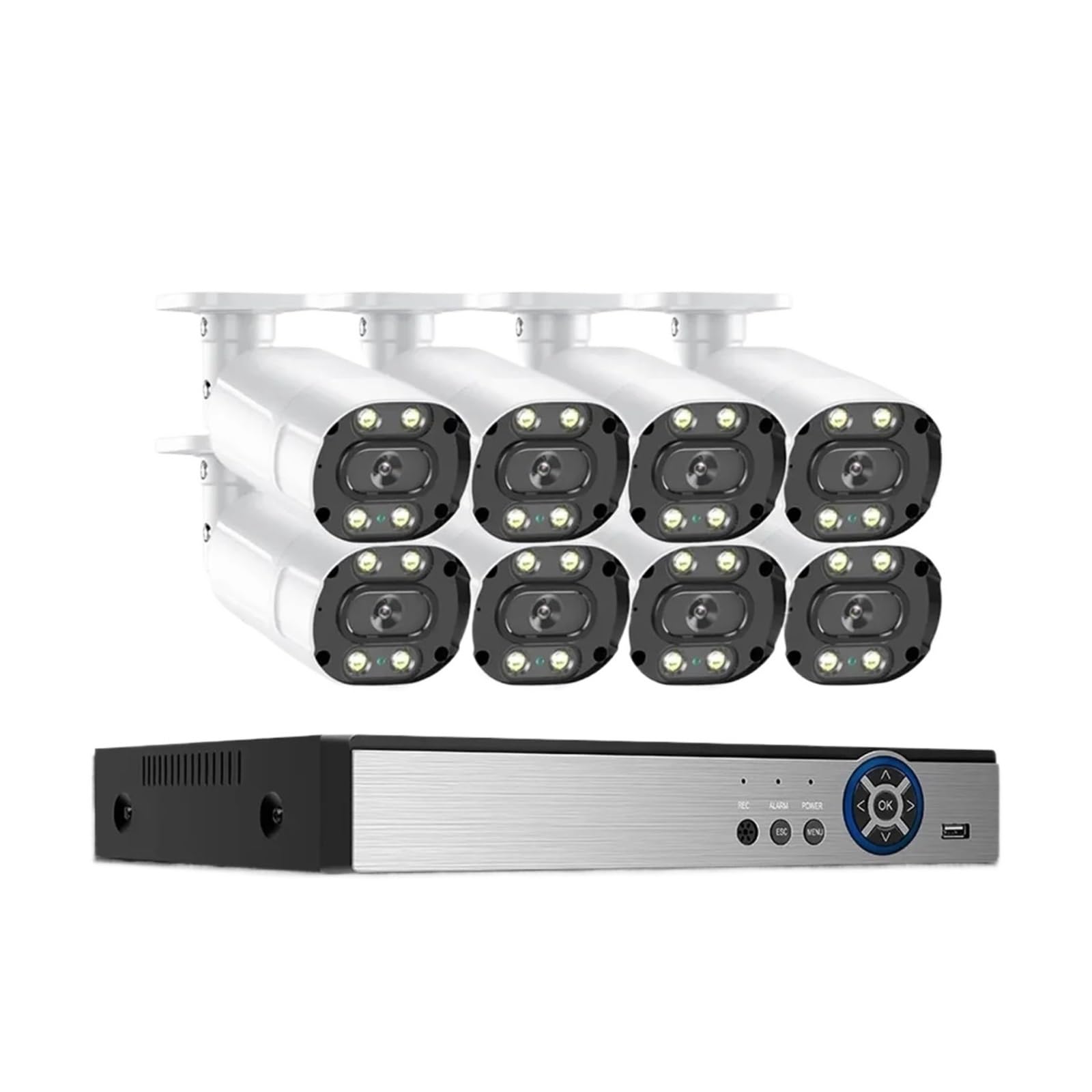 Di Telecamere Sicurezza 4K 8MP Registratore DVR A 8 Canali Kit CCTV AHD Da Esterno Videosorveglianza Rilevamento Facciale Rilevamento Del Movimento(None,8MP 8CH DVR 8 Camera)