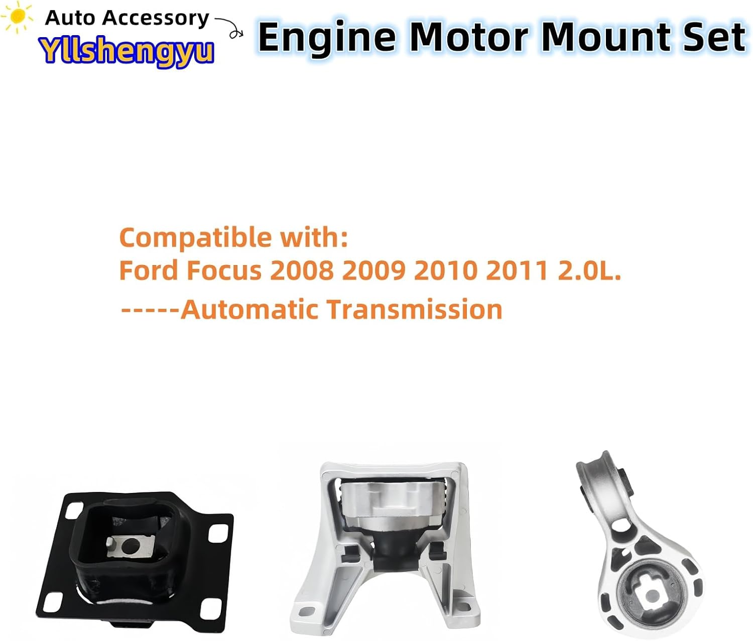 3PCS Engine Motor Mounts & Transmission Mount Kit - Compatible with 2008-2011 Focus 2.0L, Replaces OEM A5322 EM4082 5S4Z6038CB, Reduces Vibration and Noise