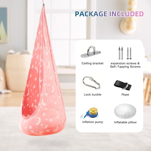 Miniatura 34 de Columpio sensorial para niños, terapia de alegría sensorial duradera, terapia colgante para interiores y exteriores, hamaca para niños, adolescentes
