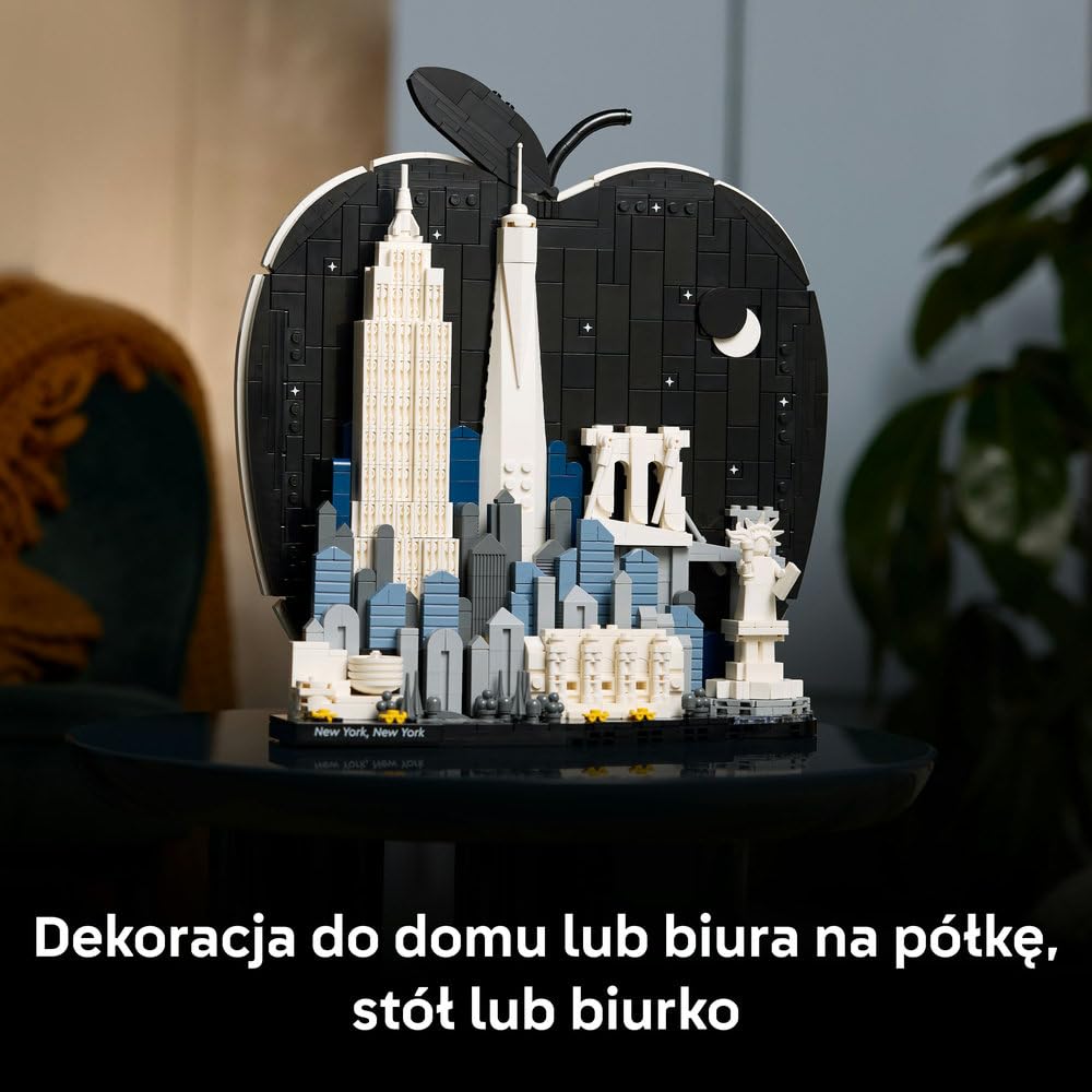 LEGO Architecture Nowy Jork — Wielkie Jabłko 21066 | Model architektoniczny, dekoracja do domu, pomysł na prezent dla podróżnika, zestaw klocków konstrukcyjnych, 1465 elementów