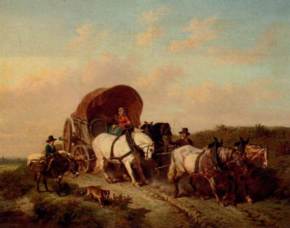 SERENDIPITP Vintage Picture Print on Canvas Wall Art Poster the Unwilling Traveller by Charles Philogene Tschaggeny Artwork Print Poster for Wall Decor 60x90cm