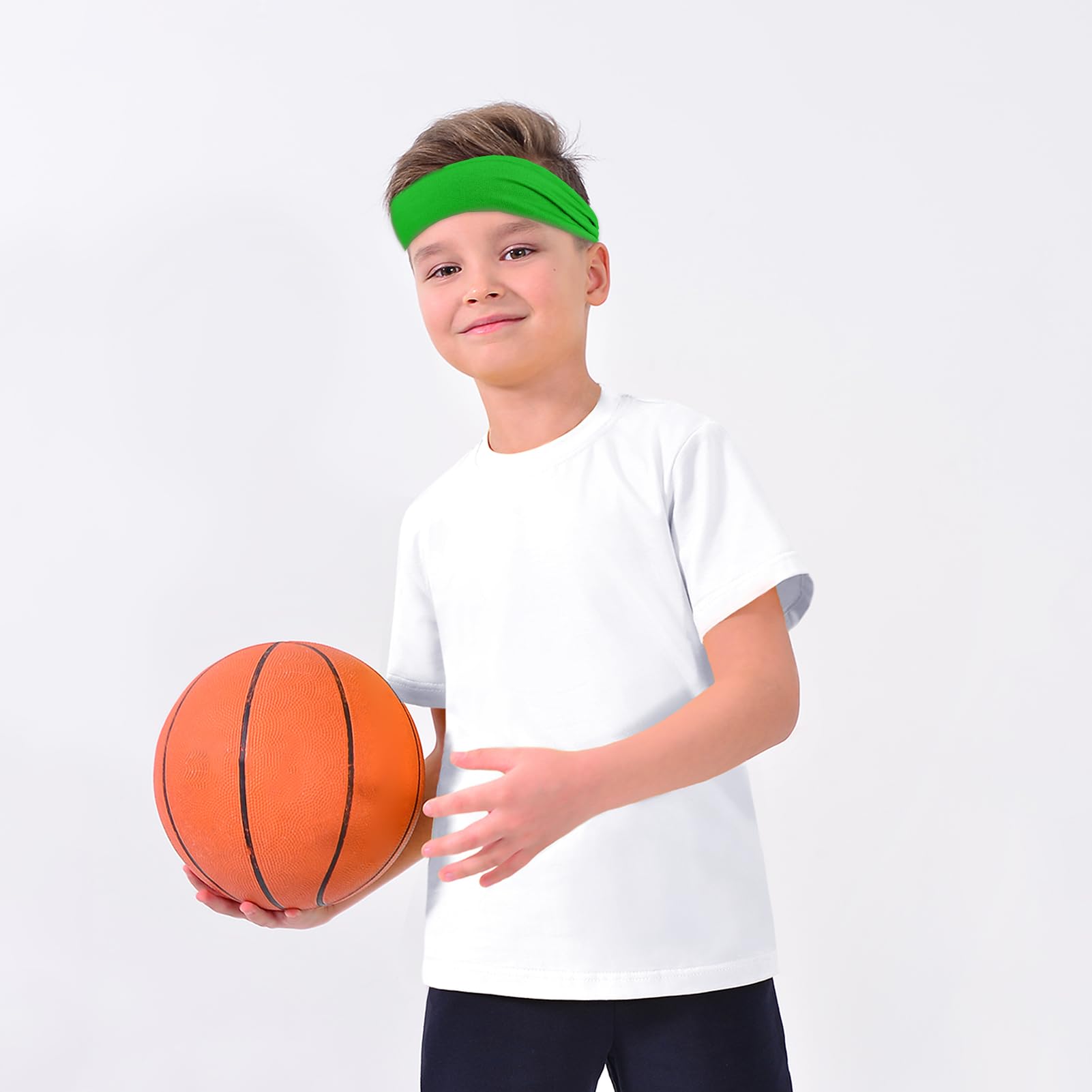 6 Stück Stirnbänder für Kinder, Sport Schweißbänder, Yoga Haarbänder für Fitness, elastisch, sportlich, rutschfest, feuchtigkeitsableitend, Kopftuch für Jungen und Mädchen