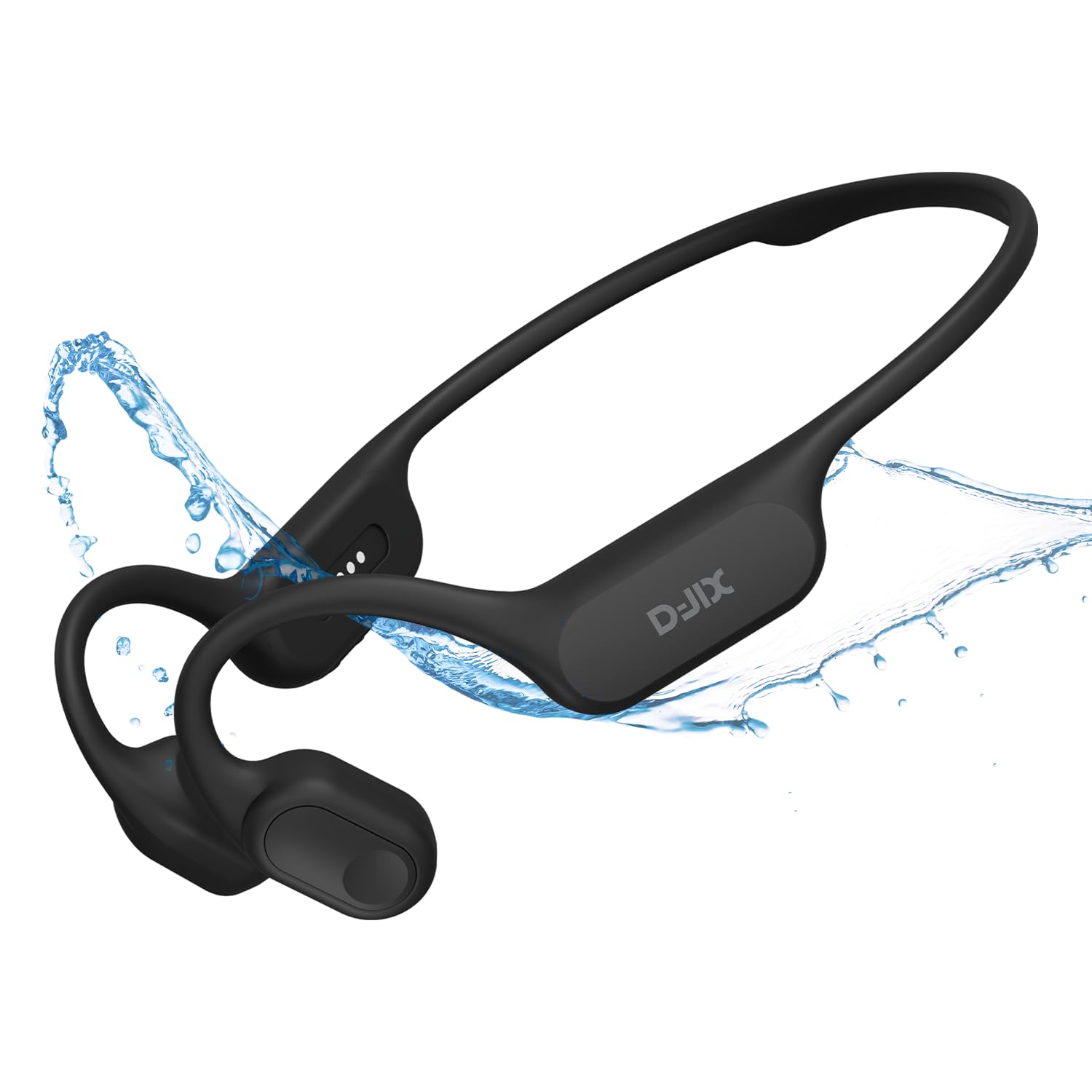 D-JIX Triton 600 - Auricolari Bluetooth 6.0 e MP3 32 GB | Impermeabile IP68 | Autonomia 15h | Ricarica Rapida | Microfono Integrato | Ideale Sport & Lavoro (Black)