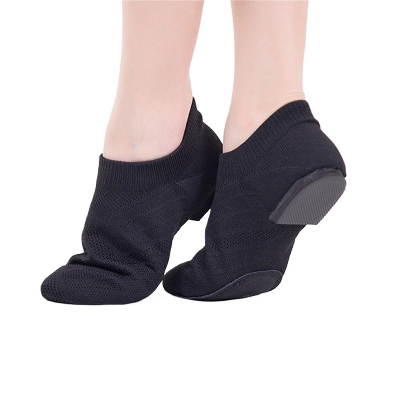 Jazz Tanzschuhe Gestrickte Jazz-Schuhe, Stretch, Tan, Schwarz, Erwachsene, Tanz-Sneaker, leichte Slip-on-Sportstiefel, atmungsaktive, lyrische, Moderne Booties(Black,41)