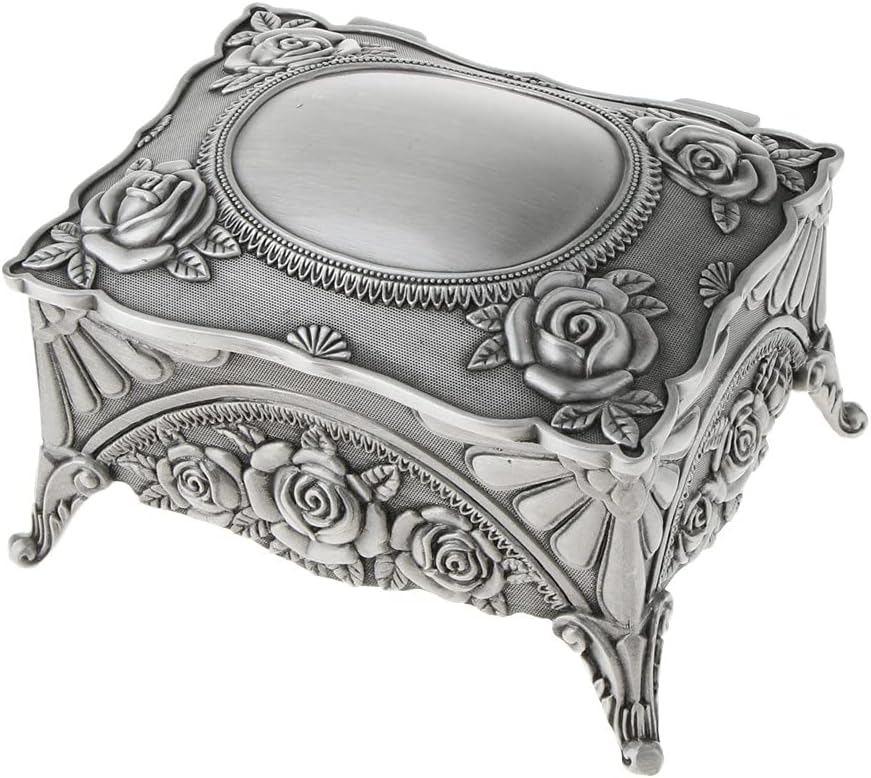 Retro Metallic Jewelry Treasure Chest Box Small Trinket Keepsake Organizer Gift