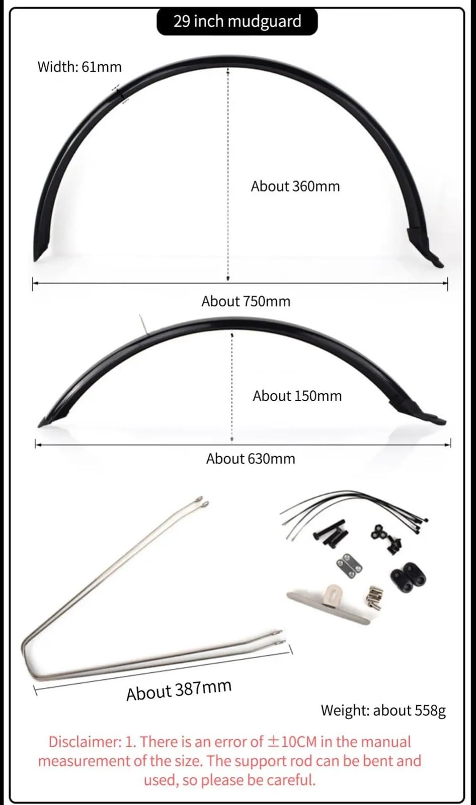 Błotniki rowerowe Błotniki Mtb Uniwersalne błotniki do rowerów górskich z włókna węglowego przednie/tylne szosowe skrzydło(29 inch 4)
