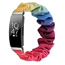 FitTurn Cute Elastic Bands Compatible with Fitbit Inspire 2/ Inspire HR/Inspire/Ace 2 Elastic Cloth Pattern Printed Fabric Wristbands Bracelet Watch Band for Inspire 2 Girls (Rainbow) gallery image