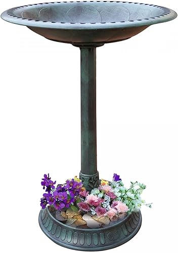 Gray Bunny Baños para pájaros de 29 pulgadas para exteriores, baño alto para pájaros, diseño elegante con anclajes de acero para césped, patio o