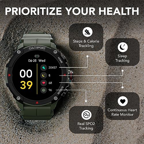 Image of CULTSPORT Ranger XR 1.43 inch AMOLED Smartwatch,Outdoor Rugged Smartwatch for Men, 850 NITS, Always On Display, Bluetooth Calling, 420mAh Battery, Sports Recognition, Health Tracking, Round Digital Watch