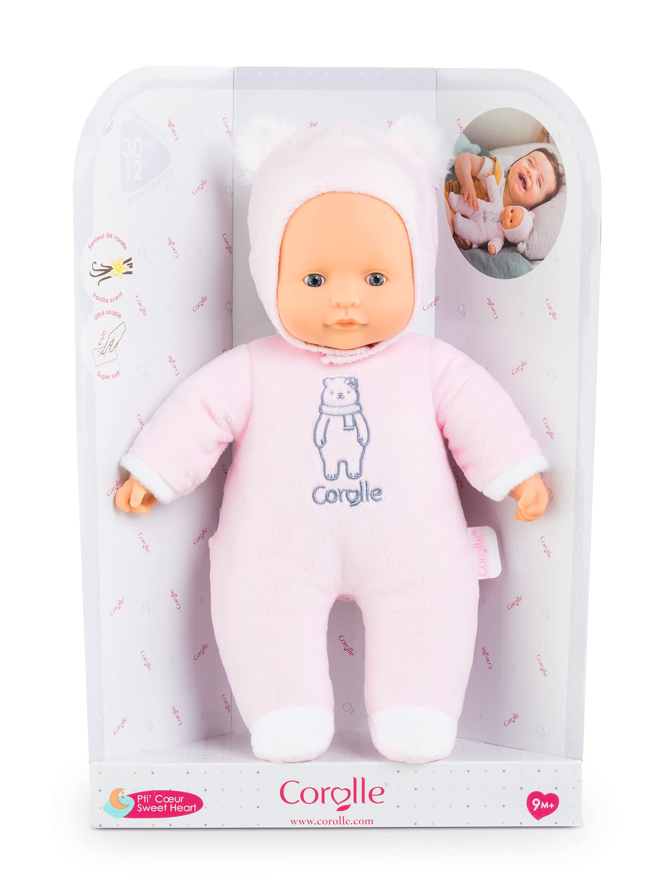 Corolle Mon Doudou Sweetheart - Bambola Morbida 30 Cm Con Cappuccio E Profumo Di Vaniglia