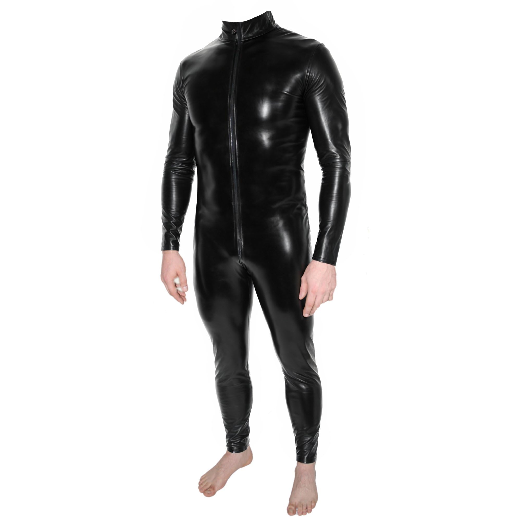 Rubberfashion Catsuit in Pelle d'Arte - Tuta Intera Lucida - Aperta sul Davanti - Tuta Intera per Uomo e Donna