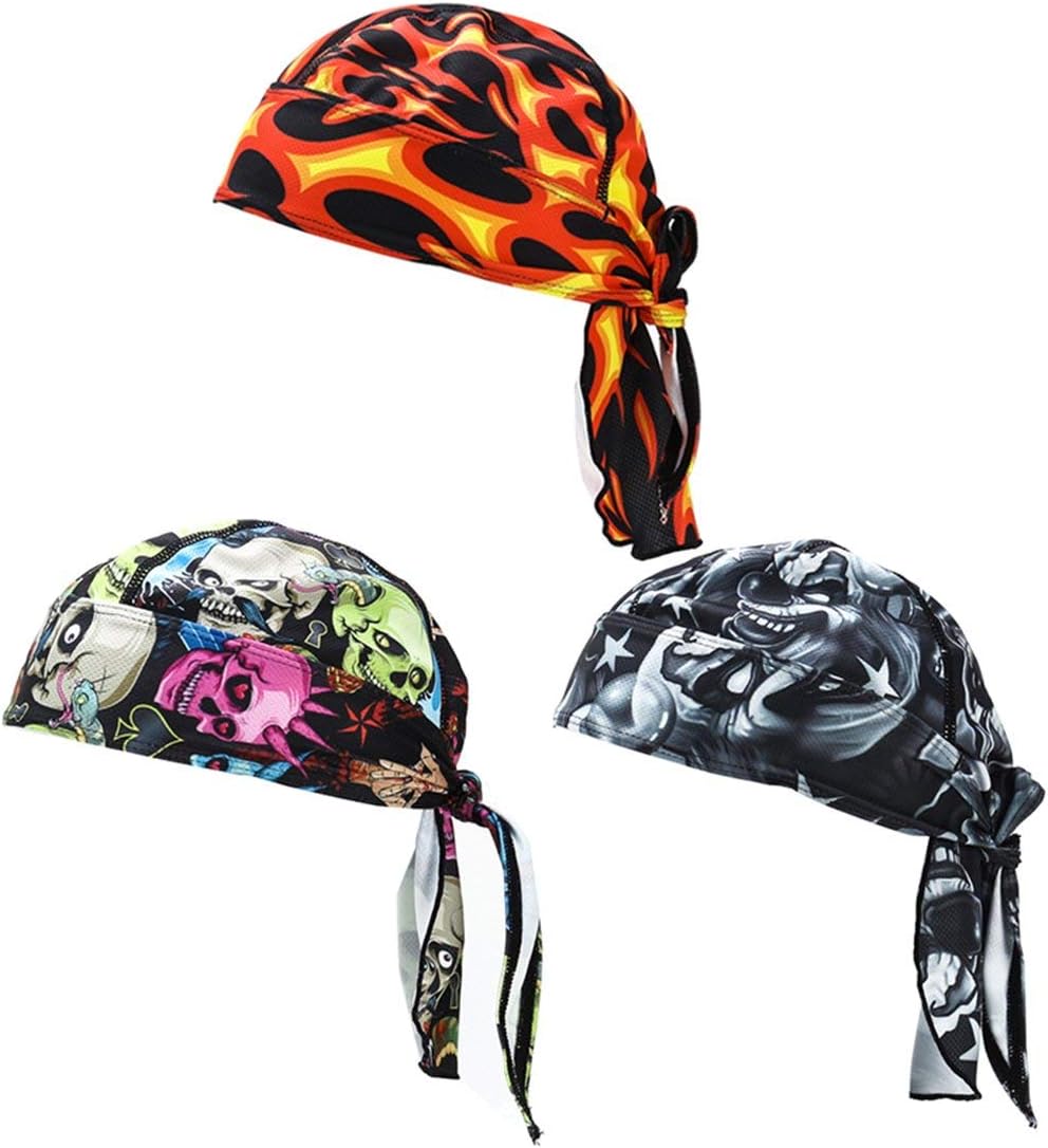 Bicycle Running mask doo rag Skull Cap Skull hat Pack of 3 (Set 1)