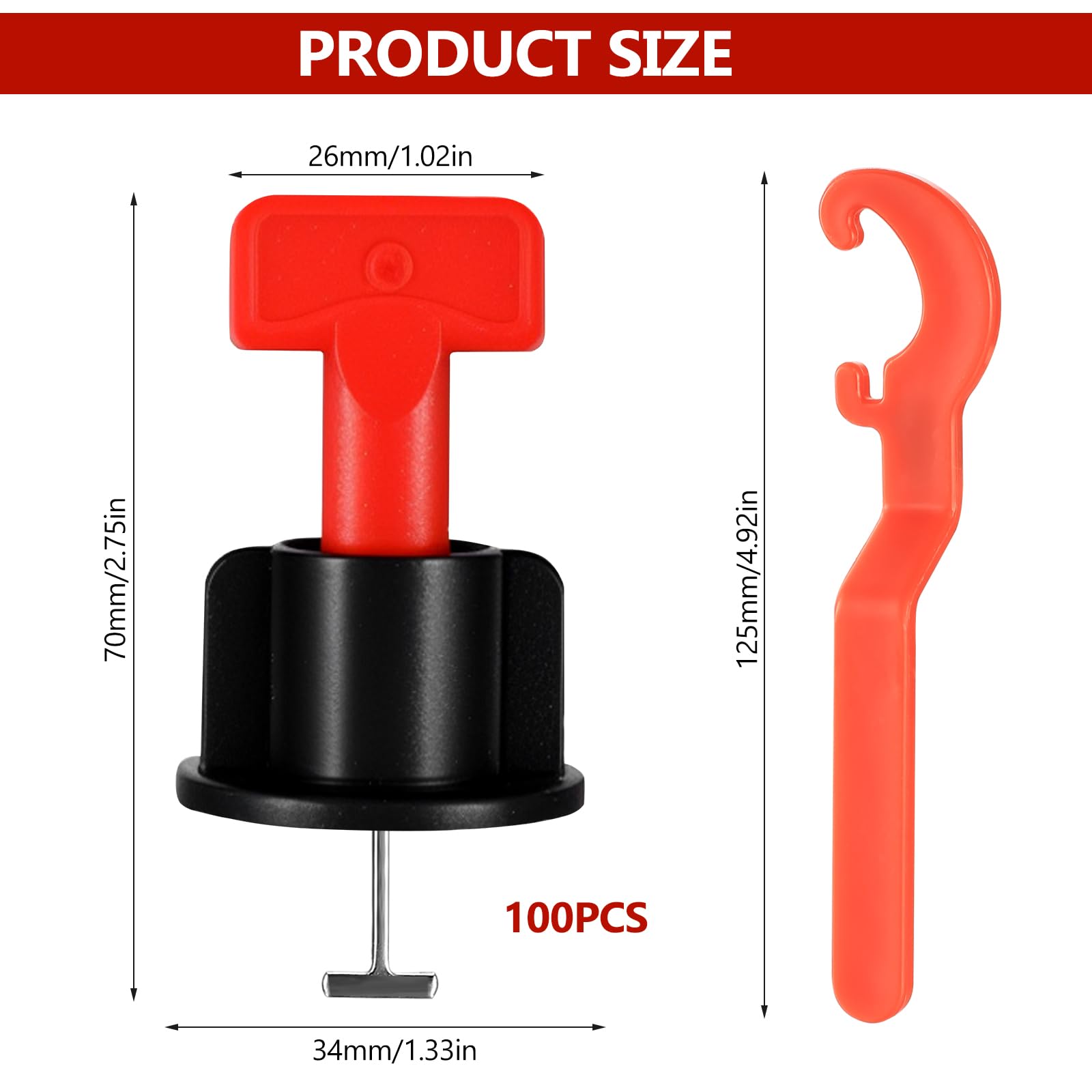 Aoyfuwell 100 Pcs Tile Leveling System Kit, Tile Levelling System Set including Tile Key - Image 2