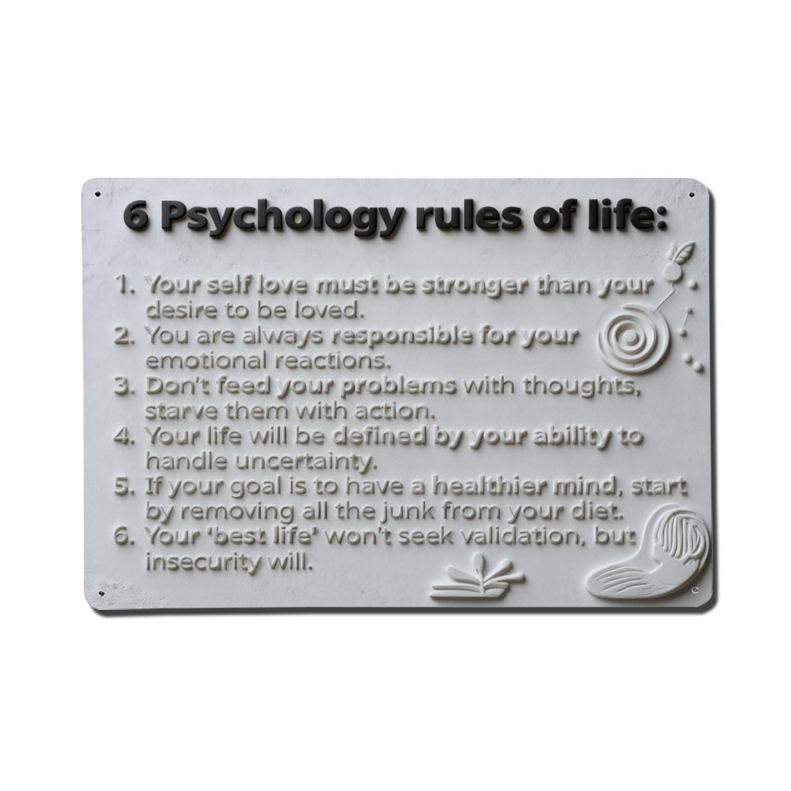 Iageret Vintage Psychology Rules Of Life Guide Metal Tin Sign Retro Wall Decor, Bar Garage Cafe Kitchen Home Wall Art Poster Decoration 8X12inches
