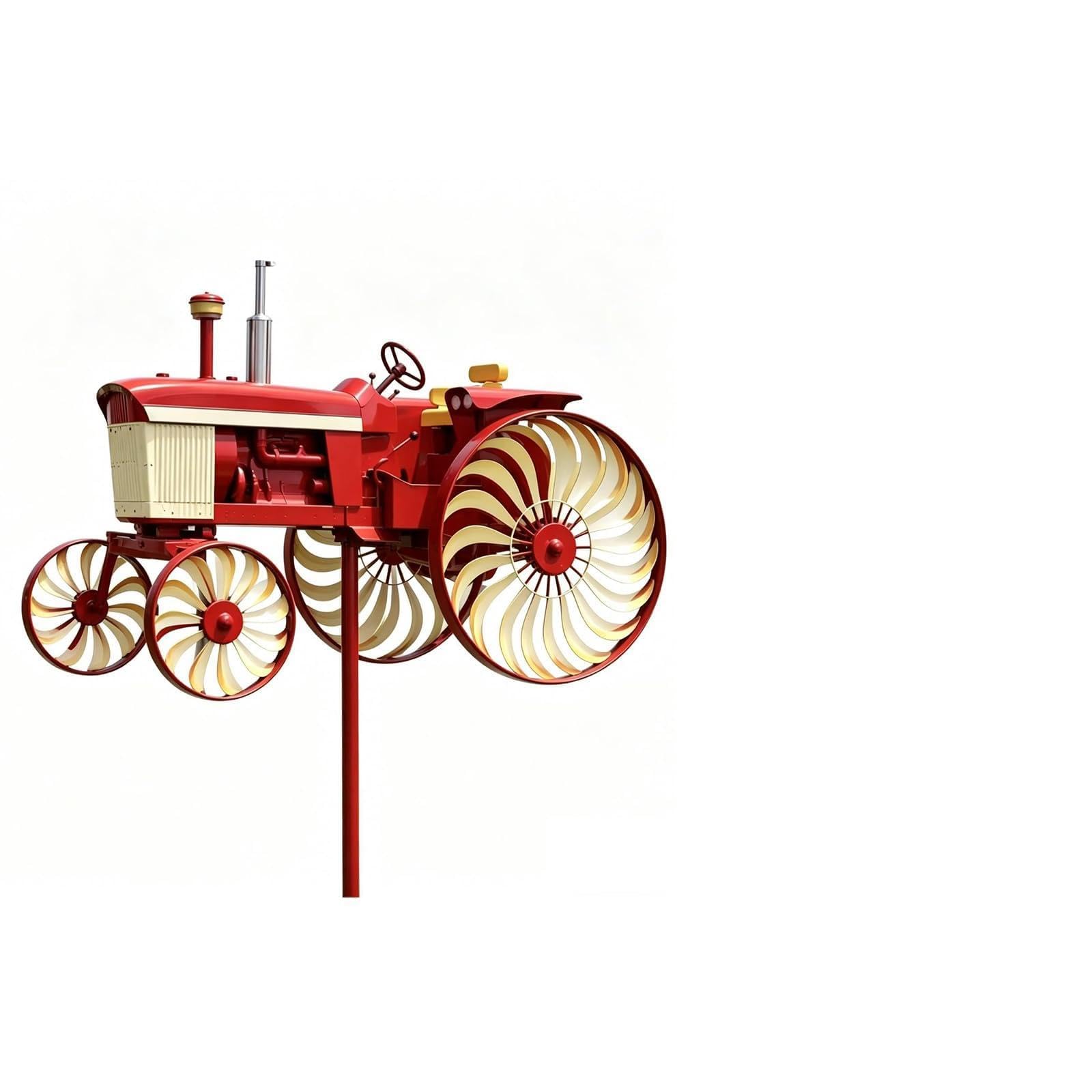 Molino de viento decorativo de metal con ruedas giratorias, talla de tractor, molino de viento decorativo para patio y patio GA