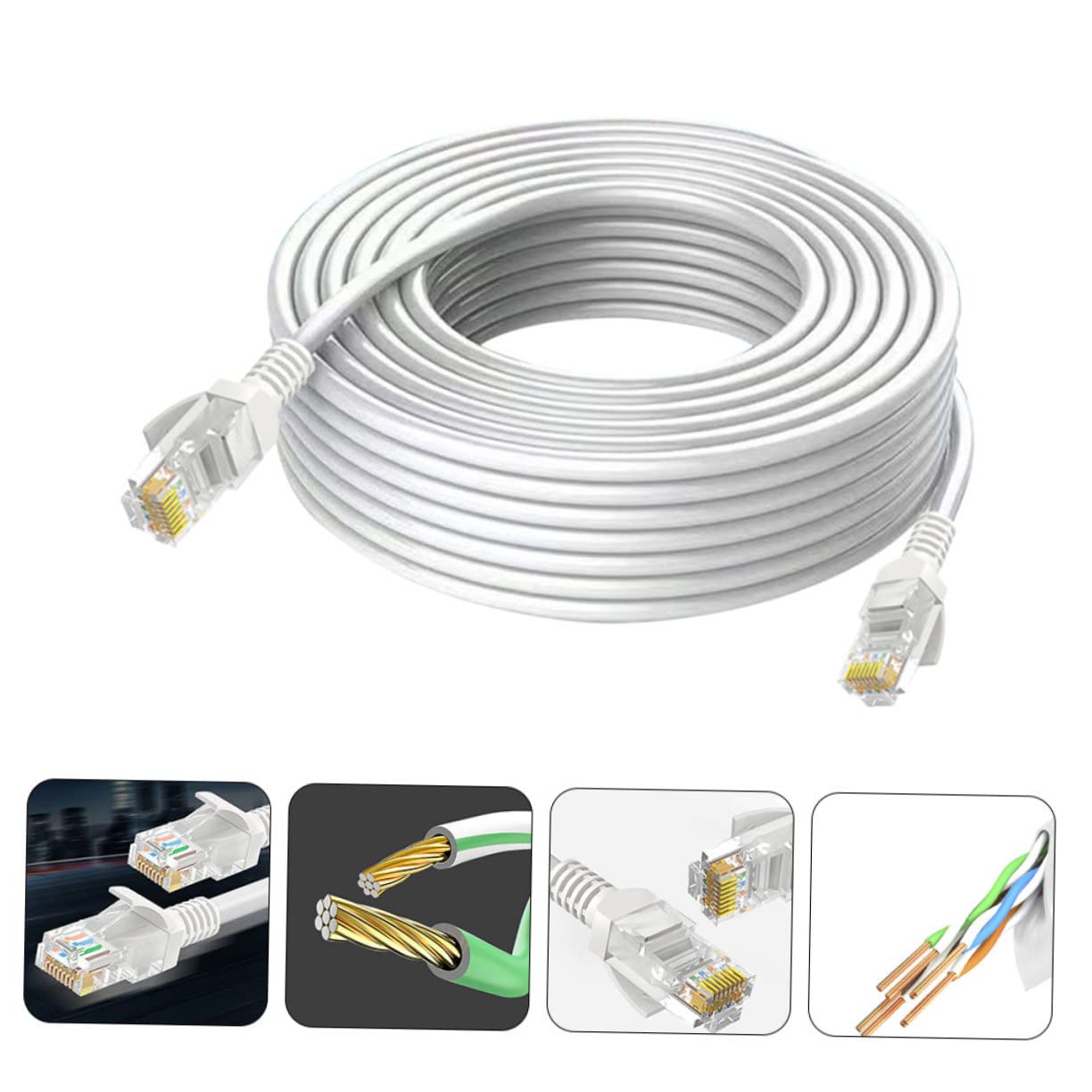 Mikikit Cavo Ethernet Cat 5e Gigabit Bianco per Computer e Router