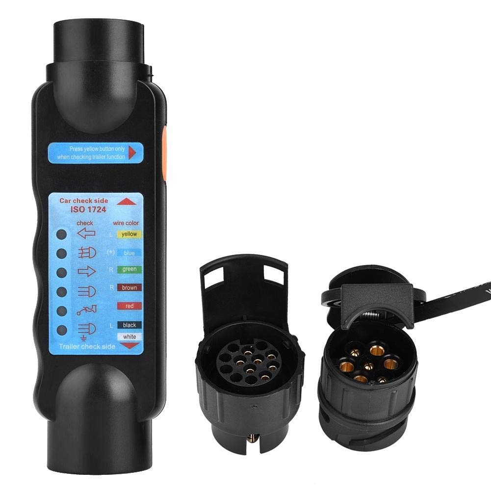 Trailer Plug Tester,12V 7Pin/13Pin Towing Light Wiring Cable Circuit Plug Socket Tester for Auto Trailers for European Vehicles only