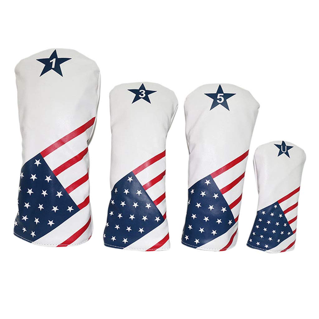 Perfeclan 4 Pièces/Ensemble Headcover Para Golf en PU -Bois Golf Hybride