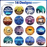 Containlol 800 Pcs Christmas Religious Stickers Round Christmas Nativity Jesus Stickers Roll Christian Xmas Faith Self Adhesive Cards Envelopes Labels for Adults Crafts Xmas Favor(Classic)