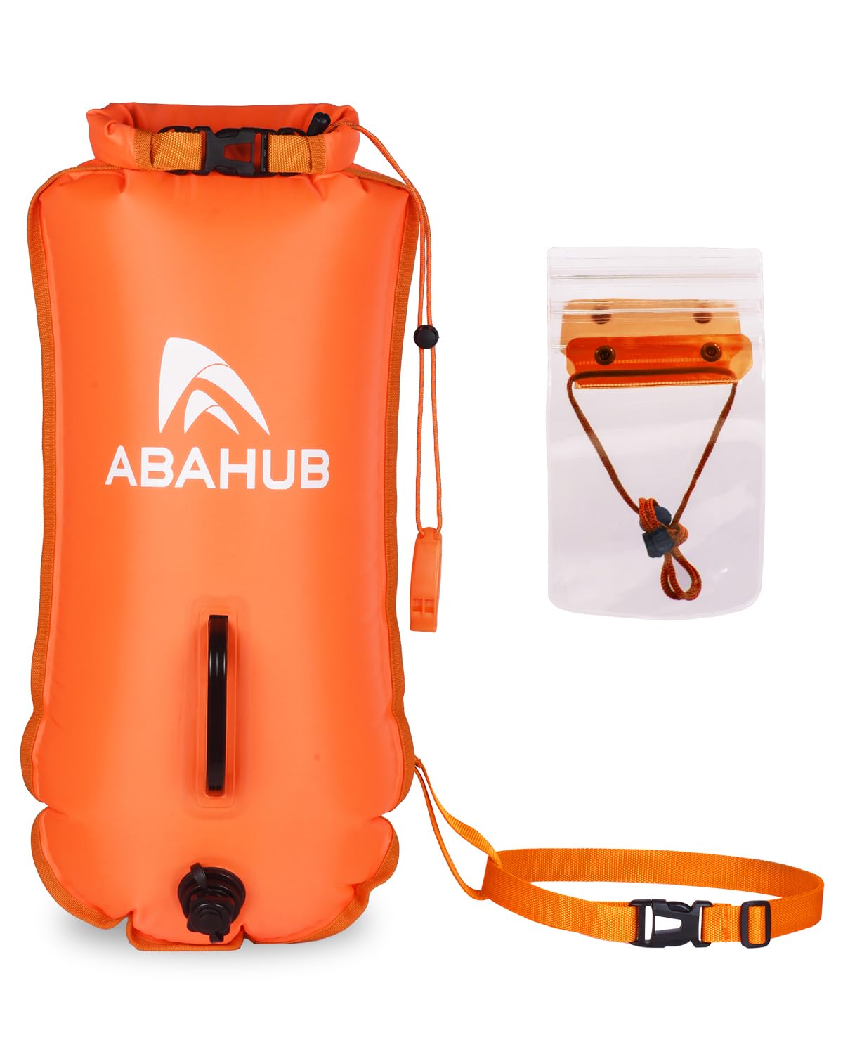 Abahub Boa galleggiante gonfiabile con sacca asciutta, 28 l, per nuotatori | Dry Bag impermeabile con fischietto di allarme, custodia per cellulare impermeabile, aiuto per il nuoto