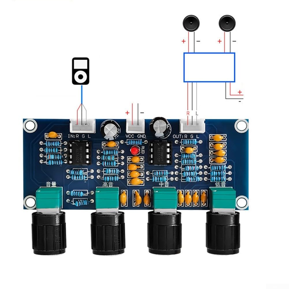 Scheda preamplificatore controllo tono NE5532 IC DC 12-24 V modulo audio bassi alti volume