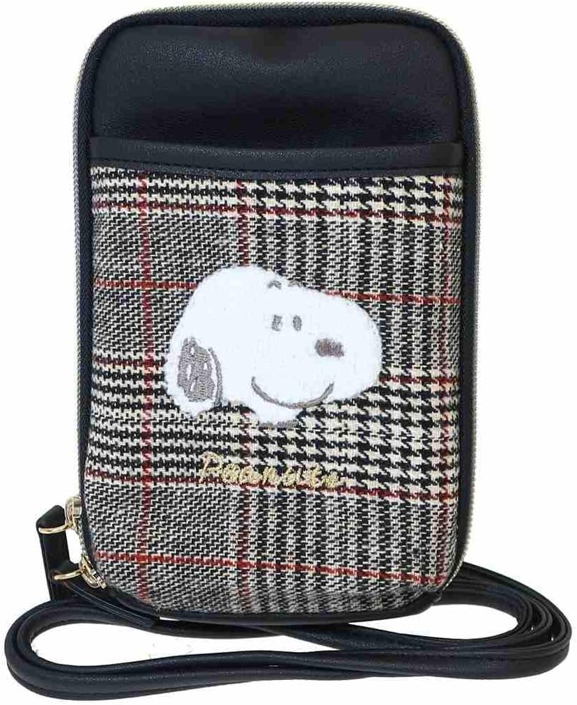 マリモクラフト(Marimocraft) Snoopy [Smartphone Pouch] Round Zip Shoulder/Checkered Sagara Peanuts