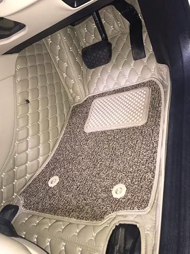 CYRER 7D car mat Full Set for Maruti Suzuki Dzire (Model:2018-2025) || Luxury Leather Double Car Floor Mat Complete Set || 100% Waterproof and Washable || Color : Beige