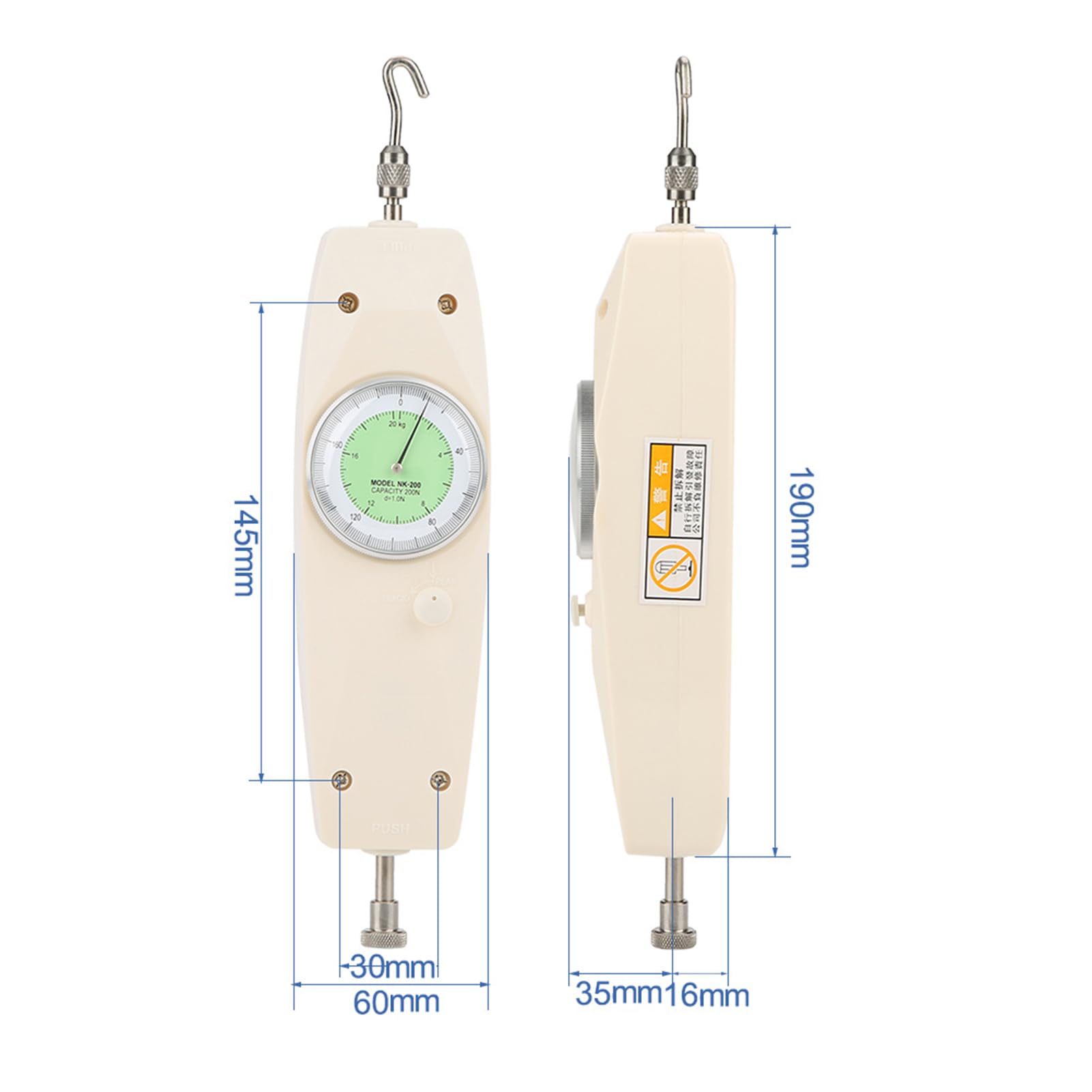 ANKROYU NK-200 Force Meter, Force Measuring Instrument Tester, Push Pull Force Gauge Meter, Analog Dynamometer, Force Dynamometer for Electrical Appliances