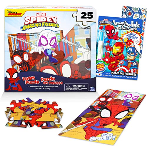 Disney Marvel Spiderman Puzzle Set Marvel Puzzle Bundle - 25 Piece Superhero Foam Puzzle with Spiderman Stickers and Coloring Book (Superhero Puzzles) Disney Marvel Spiderman Puzzle Set Marvel Puzzle Bundle - 25 Piece Superhero Foam Puzzle with Spiderman Stickers and Coloring Book (Superhero Puzzles)