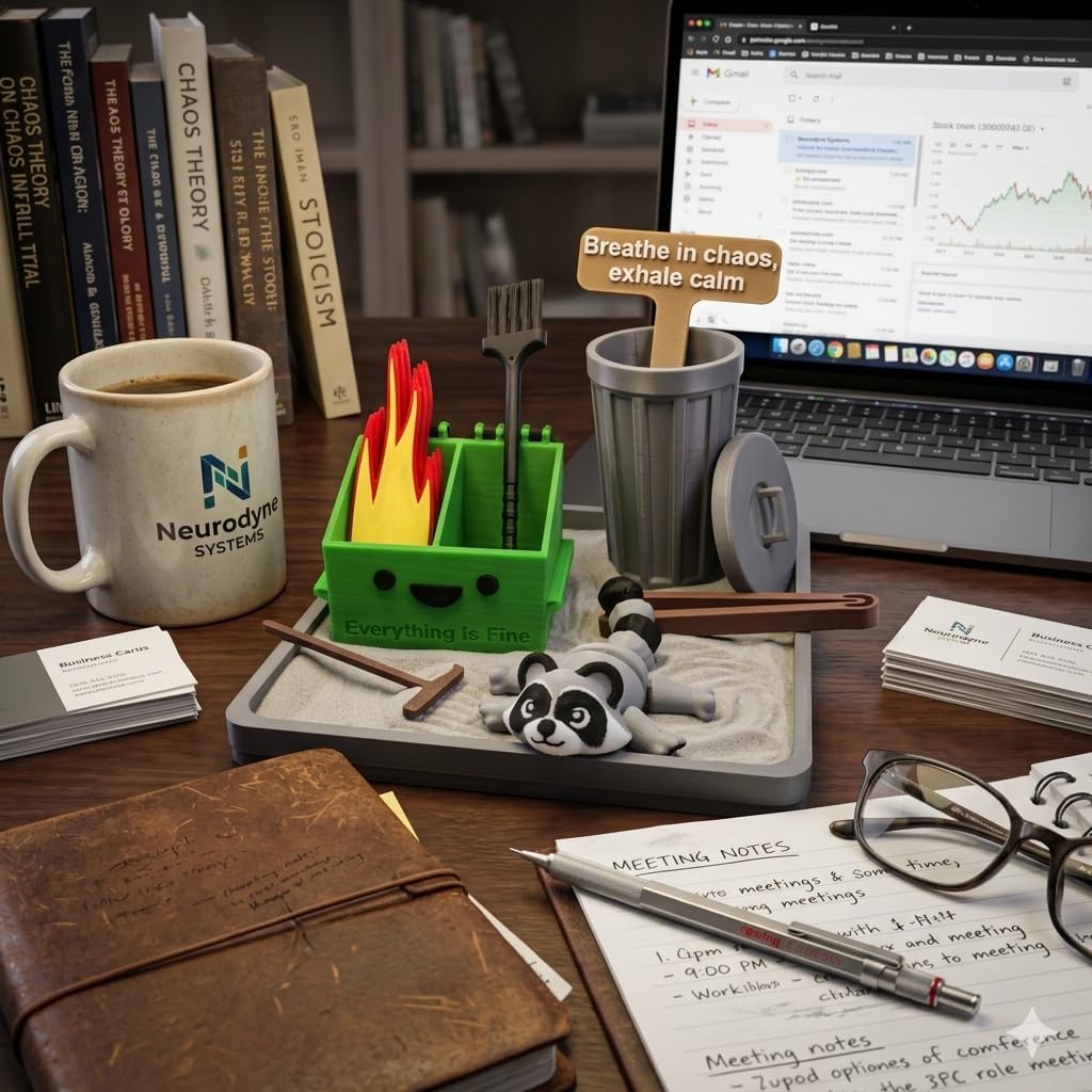 Office Dumpster Fire Zen Garden, 3D Printed Desk Novelty Stress Relief Decor, Suitable for Adults, Colleagues and Friends