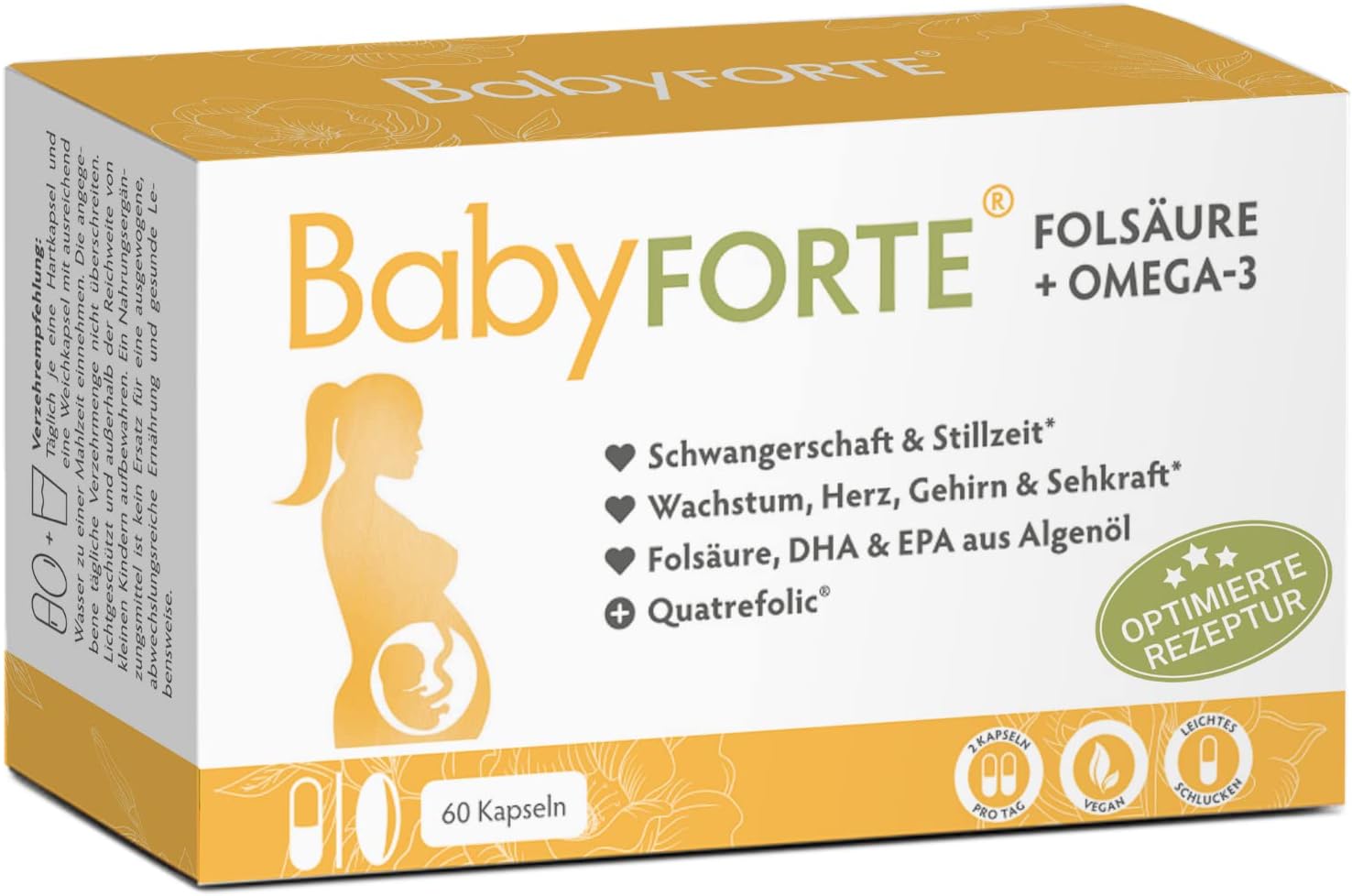 BABYFORTE® Folsäure + veganes Omega3 Ohne Fischöl 18
