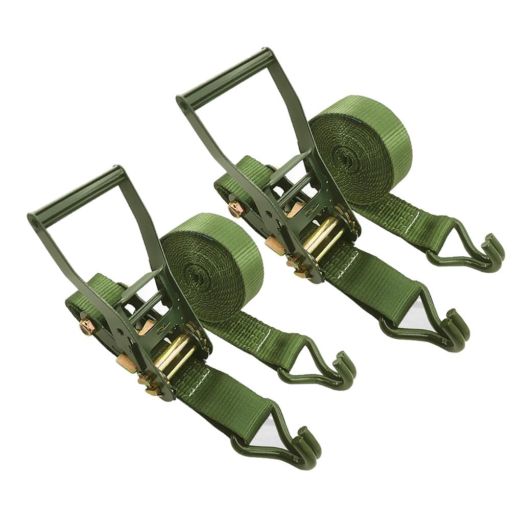1/2/3 Set 3,3–82 Fuß Lange, 2 Zoll breite Hochleistungs-Ratschengurte, Zurrgurte mit J-Haken for LKW, Anhänger, Motorräder und Fracht(2set,2mx5cm/6.6'x2)