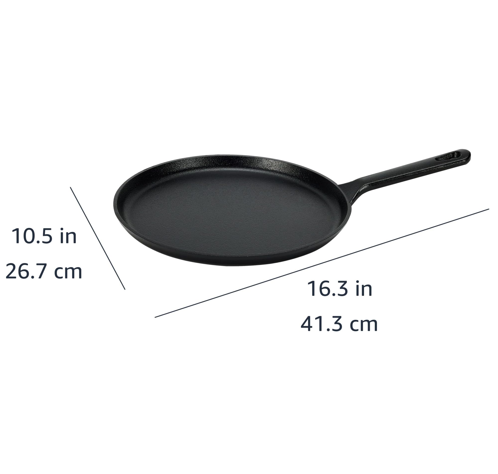 Amazon Basics - Rotonda Piastra tonda in ghisa pretrattata, da 26,67 cm, Nero