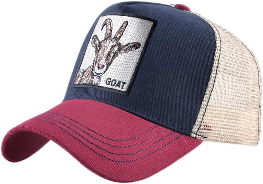 Animal Patch Mesh Trucker Baseball Cap Collection, Embroidered Design, Black