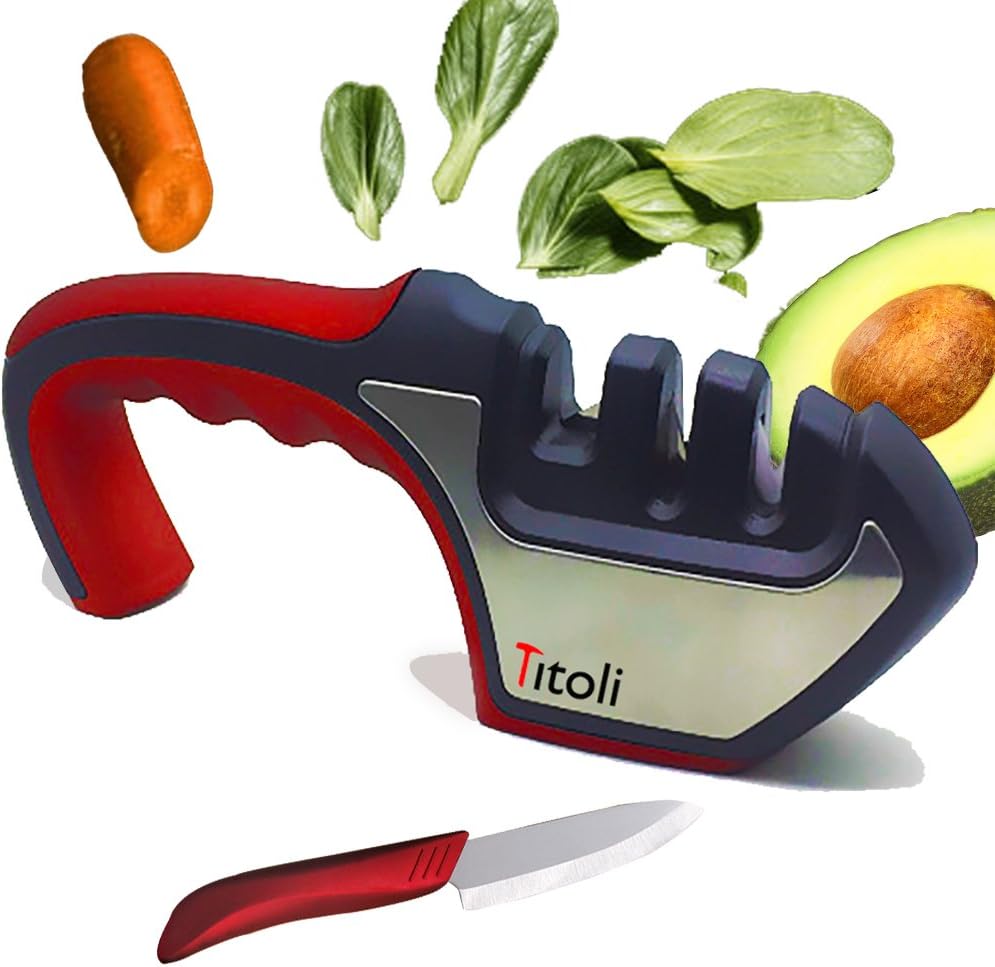 Kitchen Knife Sharpener -Deluxe 2-Stage knife Sharpening Tool For Restore, Repair and Polishing