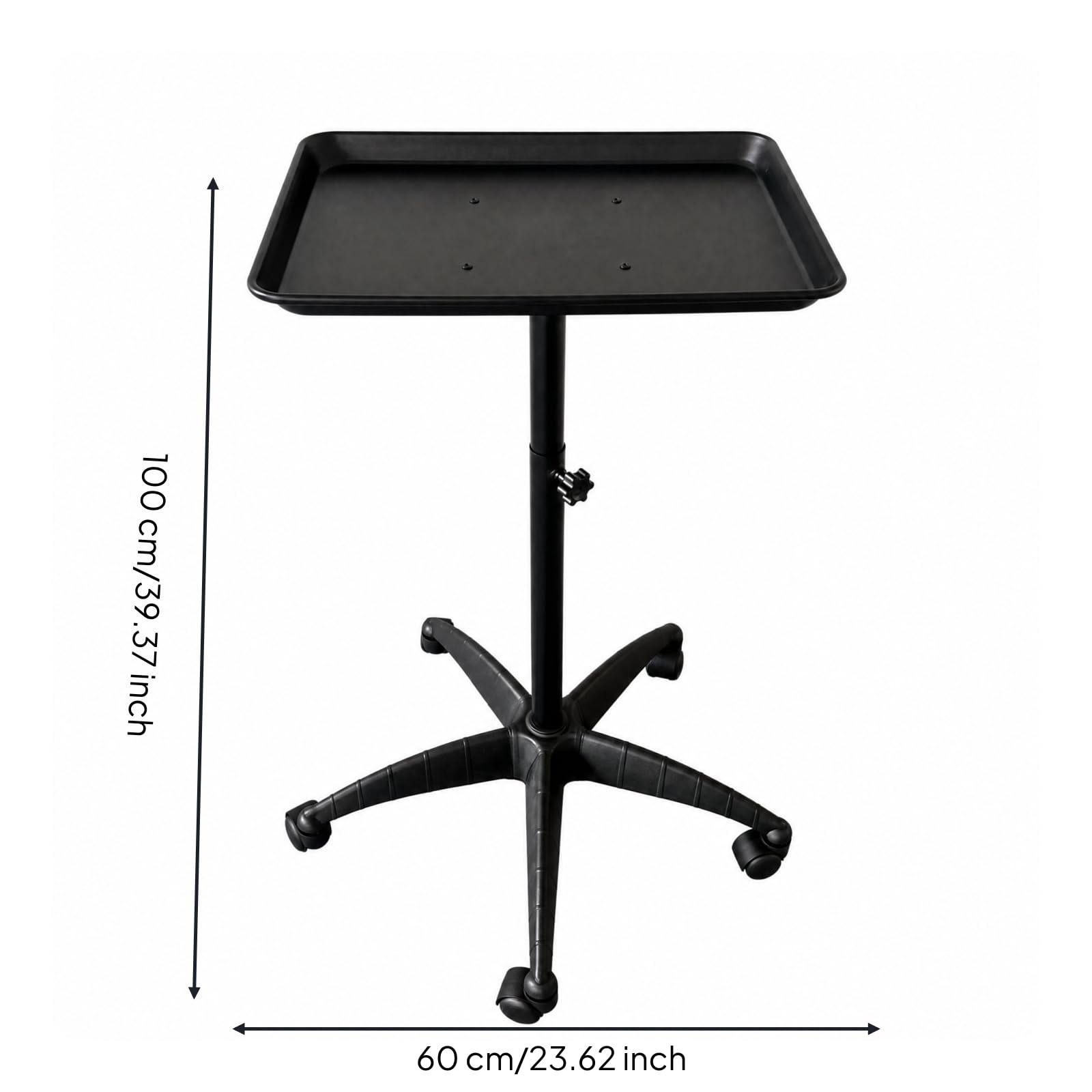 Carrello da Salone in Plastica Mobile Carrello da Parrucchiere Compatto per Parrucchieri, Estisti, Nero, Senza Portautensili