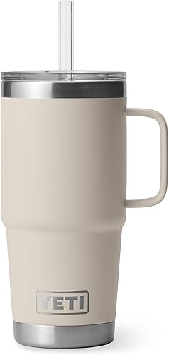 Miniatura 40 de YETI Rambler - Vaso de viaje con asa y tapa con pajilla, de 42 onzas, con aislamiento al vacío con asa, acero inoxidable, color azul ola grande Azul