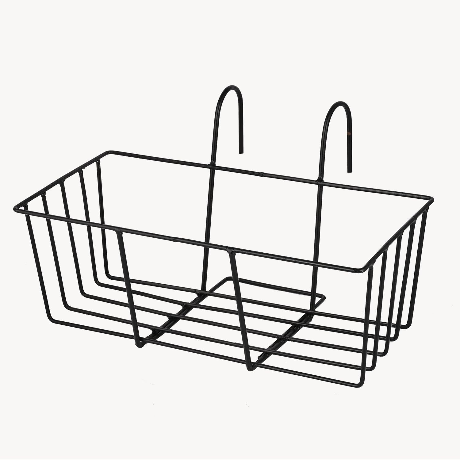 Balcony Hanging Flower Rack Railing Metal Planter Pots Stand for Indoor, Deck Box Outdoor Hanger Stand-31 x 11 x 11.5 cm / 12.2 x 4.33 x 4.53 Inches (1 pc)-image-2