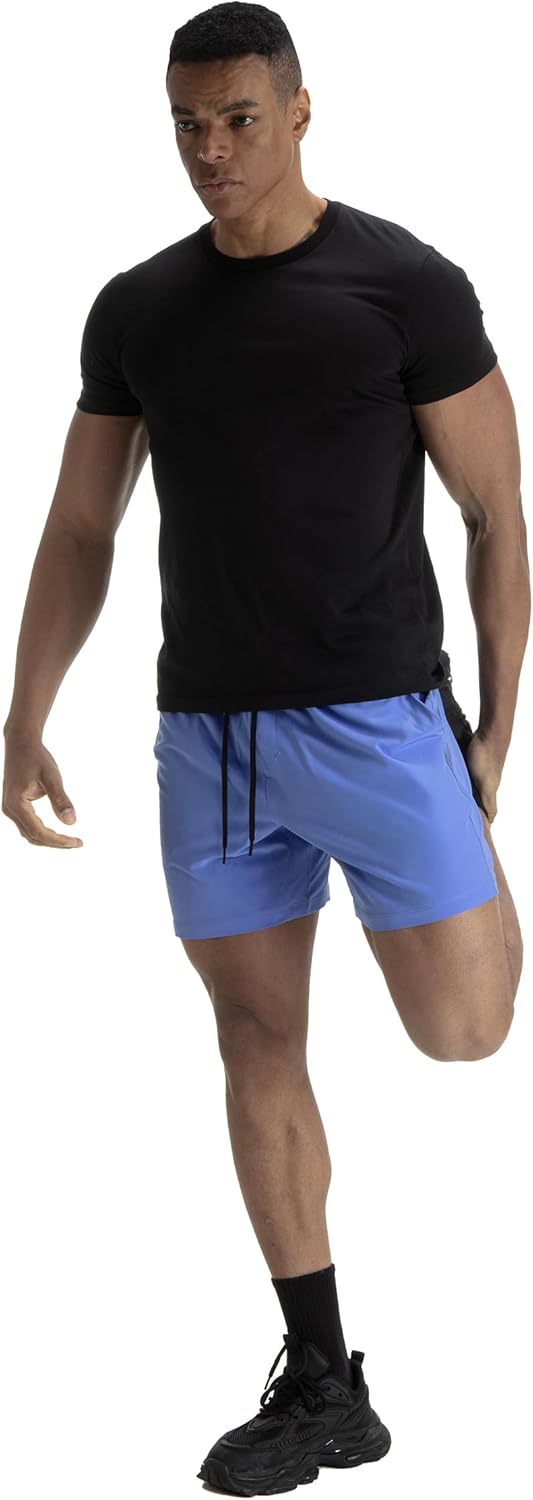 Men's Sports Running Shorts 5" Athletic Gym Workout Shorts Basketball Tennis Short with Zip Pocket - Image 4