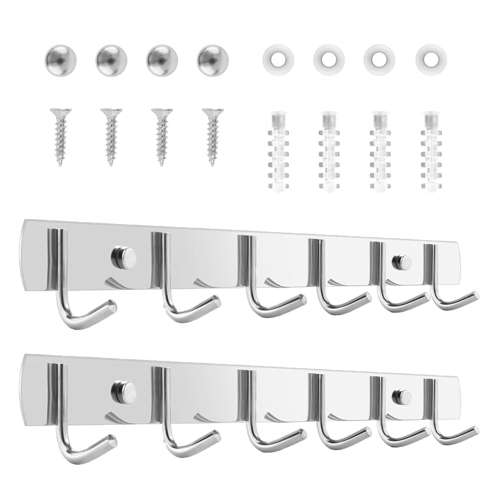 Pangboer Multicolor 2Pcs Stainless Steel 32Cm Hanger With 6 Hooks Space Saving Kitchen Organiser Rack Household Organization Accessories Utensils Holder Hooks