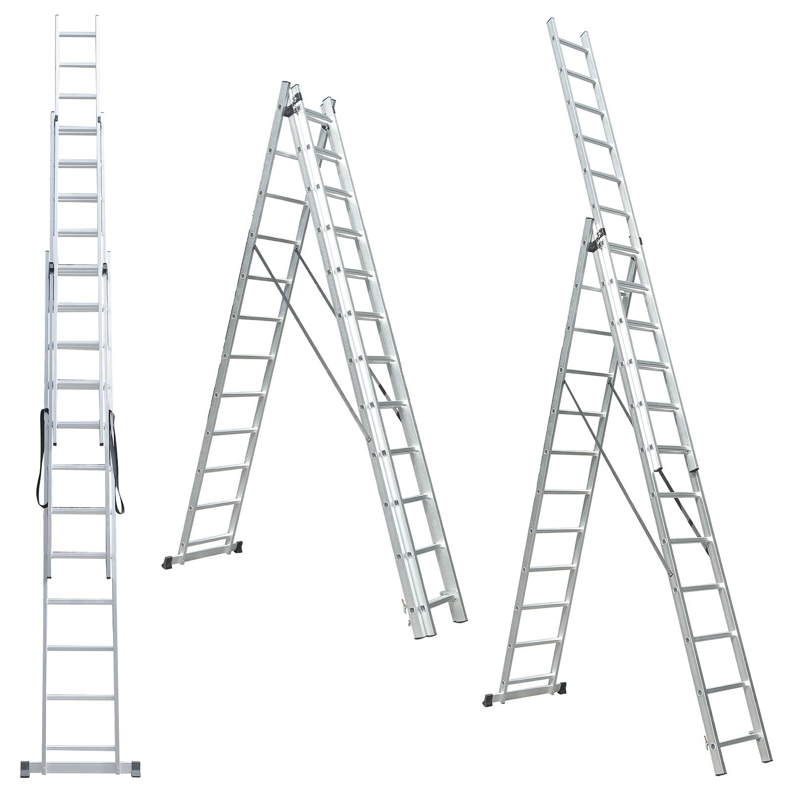 UP Echelle Transformable en Aluminium coulissante Extensible 3 Plans 12 marches