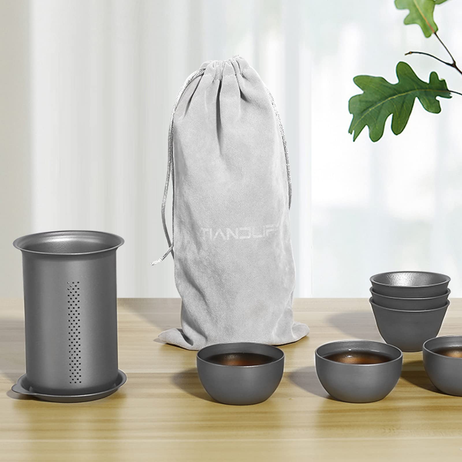 Amazon | TIANDLIFE ティーポット チタン 二重構造 積層収納式 チタン
