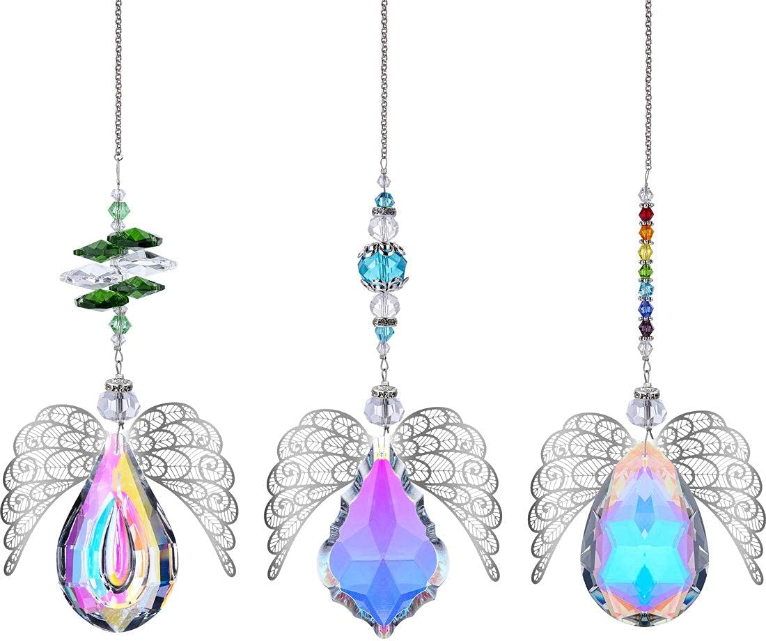 H&D HYALINE & DORA Metal Angel Wing Pendant with Rainbow Crystal Prisms Suncatcher Window Home Christmas Hanging Decor,Set 3pcs - Image 9
