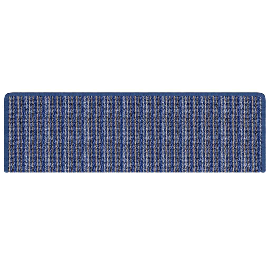 Tomostar Lot de 15 Marchettes d'escalier Antidérapant, Tapis d'escalier Autocollant Tapis pour Marche Protection d'escalier Rayé 15 pcs Bleu 65 x 21 x 4 cm