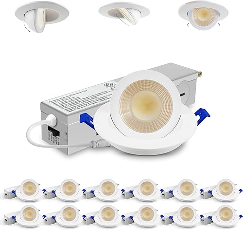 Miniatura 27 de Adetu luces LED empotrables de 4 pulgadas 5CCT con cardán en negro, iluminación empotrable direccional ajustable 360°+90°, luces de lata LED Negro-4