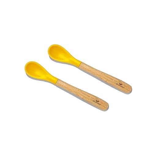 Miniatura 9 de Avanchy Juego de cucharas de bambú y silicona para bebés, utensilios de alimentación autónoma, destete LED para bebés de 4 meses, 5 unidades, con