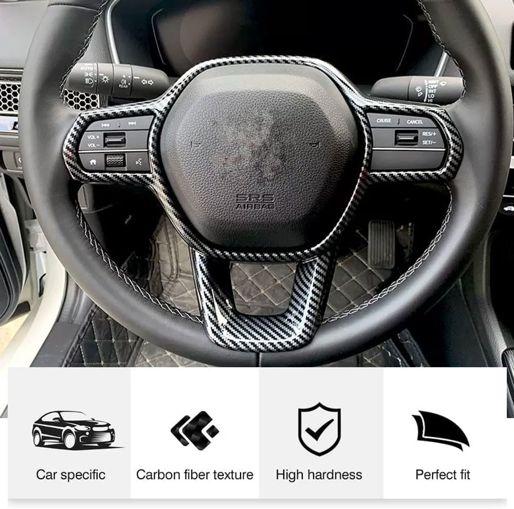 BOYOUS ABS Carbon Fiber Style Car Steering Wheel Panel Cover Trim Interior Accessories Fit For Honda 2023 2024 2025 HR-V HRV